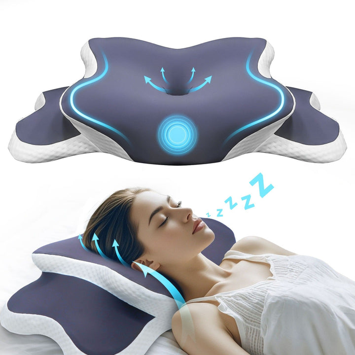 Unisex memory foam cervical support pillow for ergonomic neck alignment & pressure relief. Ideal sleep aid.