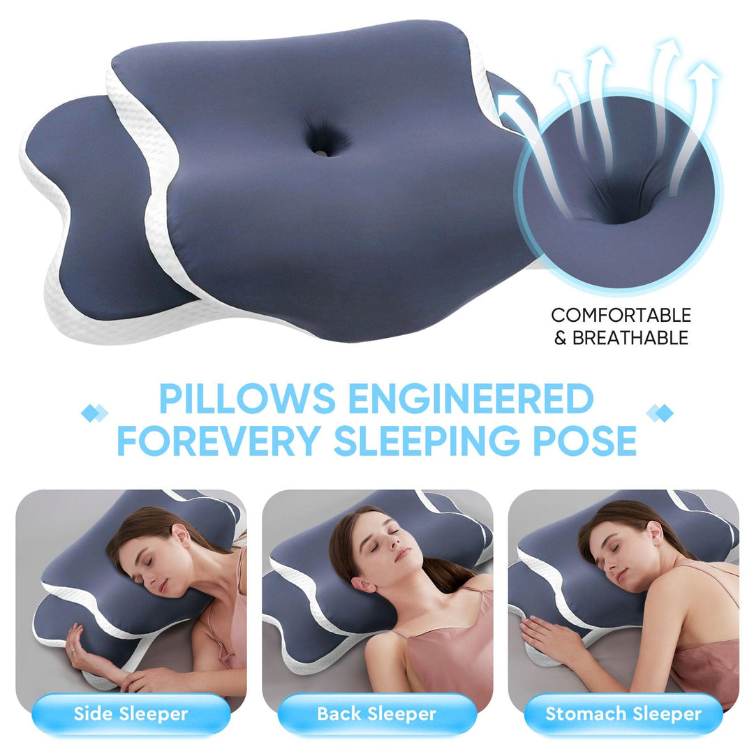 Compact unisex memory foam travel pillow offers portable cervical support & neck comfort, perfect for long journeys.