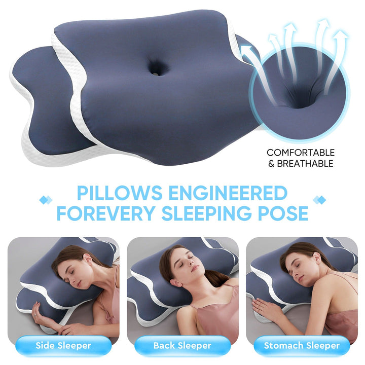 Compact unisex memory foam travel pillow offers portable cervical support & neck comfort, perfect for long journeys.