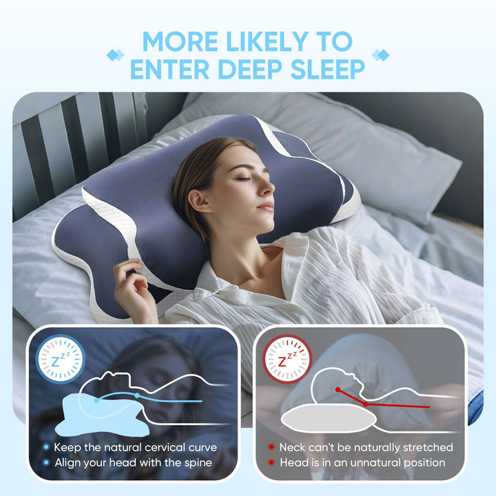 Premium unisex memory foam pillow delivers superior cervical & neck support, promoting deep, comfortable, restorative sleep.