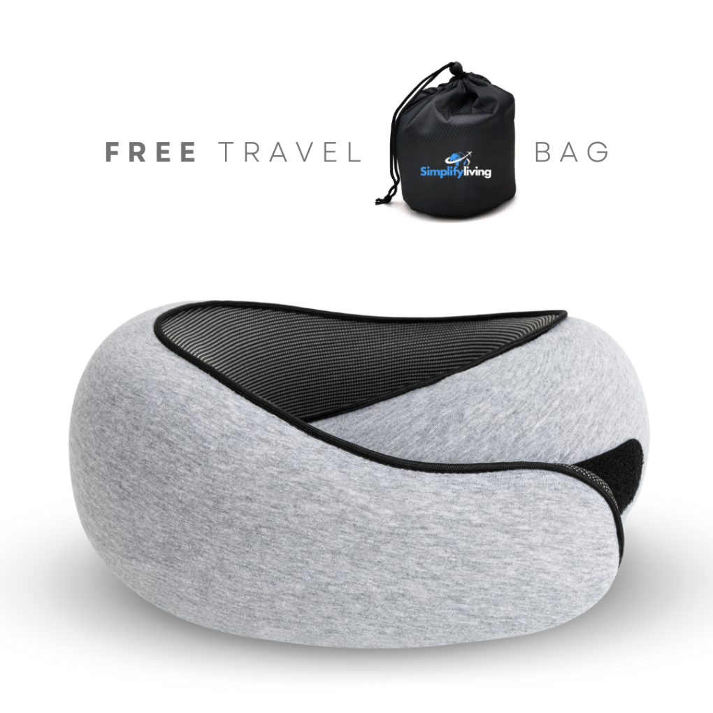 Premium memory foam travel neck pillow for ultimate comfort during airplane or car journeys. Washable, adjustable.