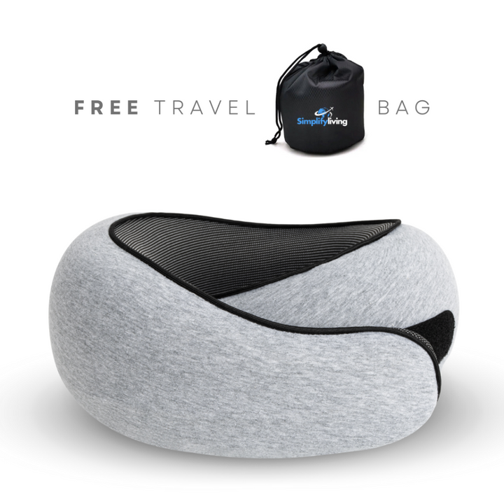 Premium memory foam travel neck pillow for ultimate comfort during airplane or car journeys. Washable, adjustable.