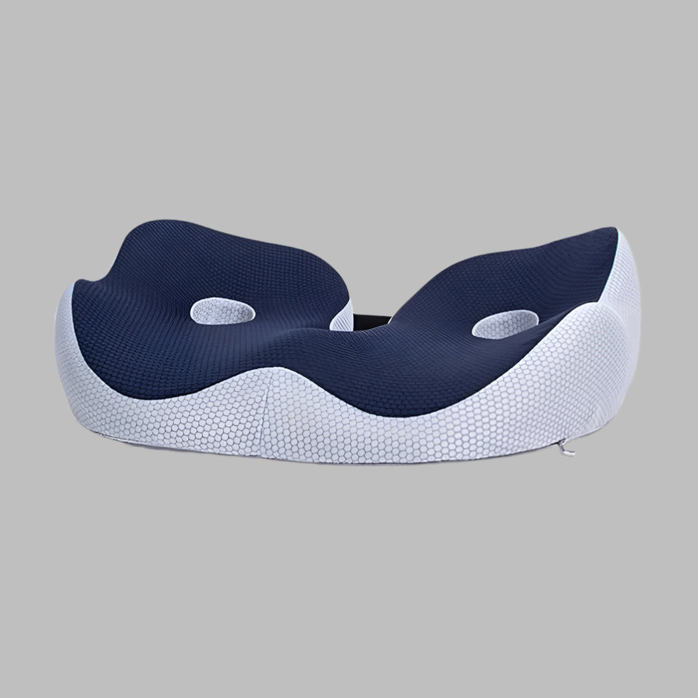 Unisex memory foam seat cushion for tailbone & sciatica pain relief. Ergonomic design for office chairs & car seats.