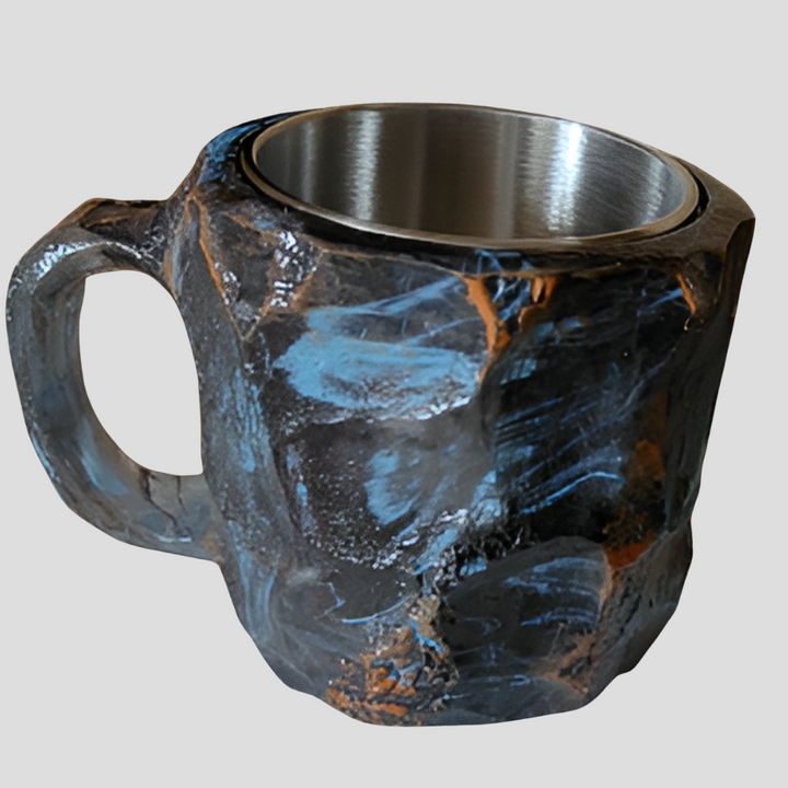 Luxurious mineral crystal coffee mug in a gift box. Perfect unique drinkware present, gift idea.