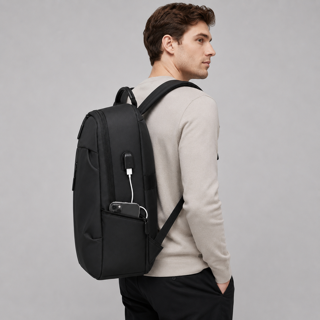 Minimalist work & school backpack with organized compartments for daily essentials & laptop.