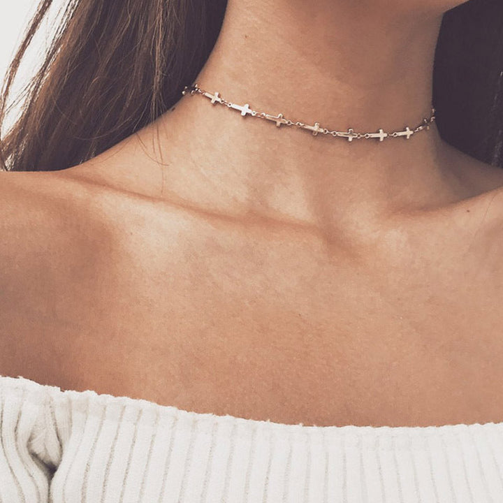 Elegant minimalist cross pendant on a durable stainless steel chain. Ideal unisex spiritual jewelry gift.