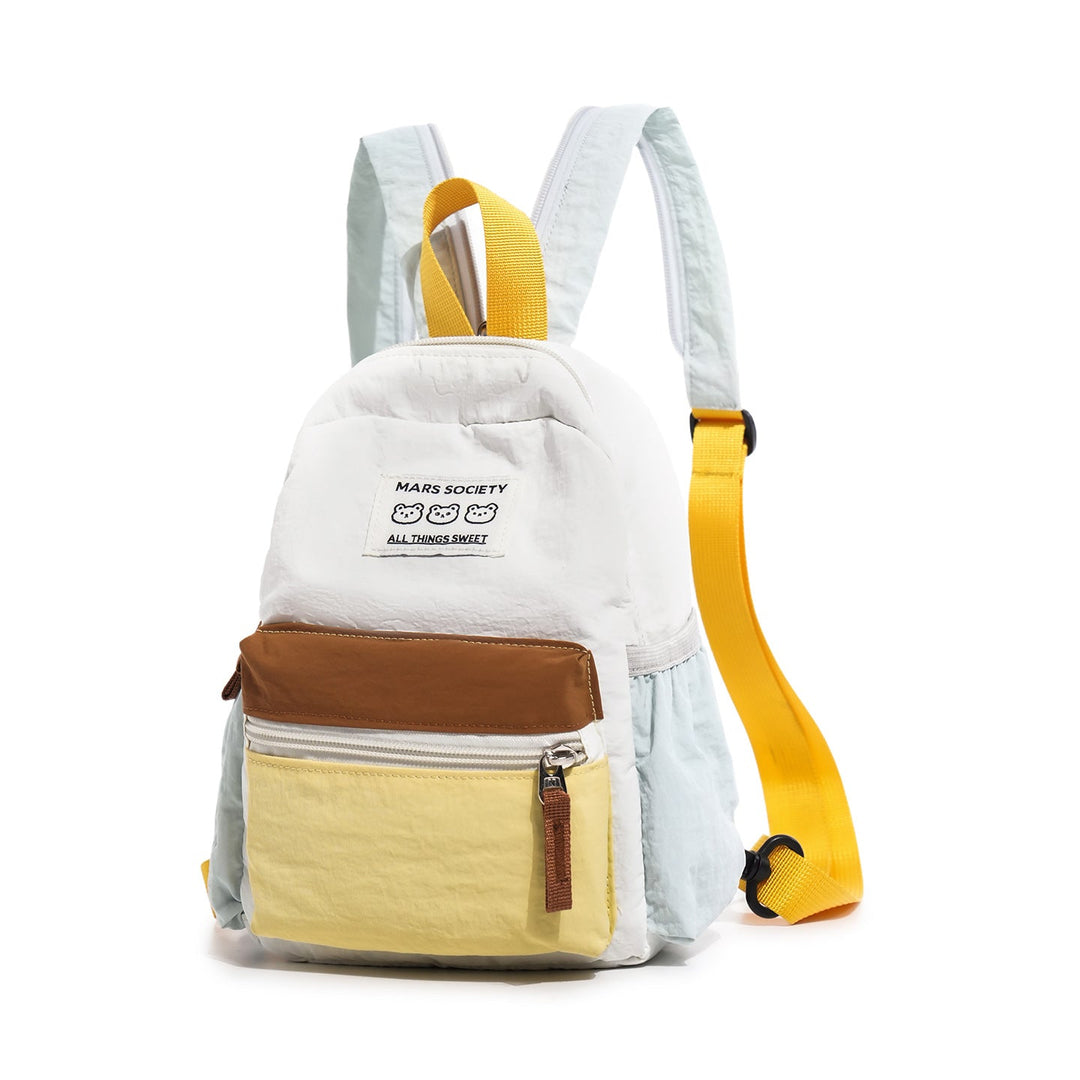 Front view of a sleek, multi-pocket unisex backpack, ideal as a school bag or casual travel bag.