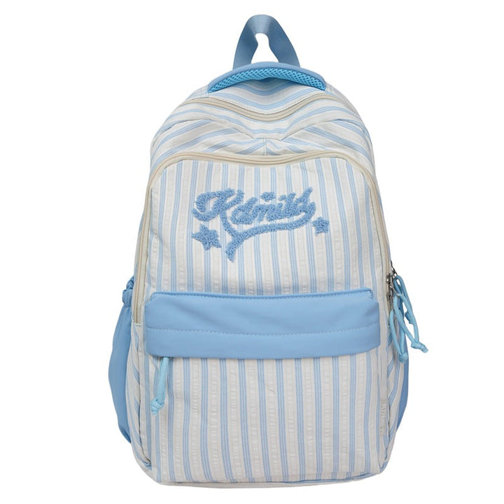 Pink multi-compartment backpack with durable fabric & comfortable straps, ideal for daily school or travel.