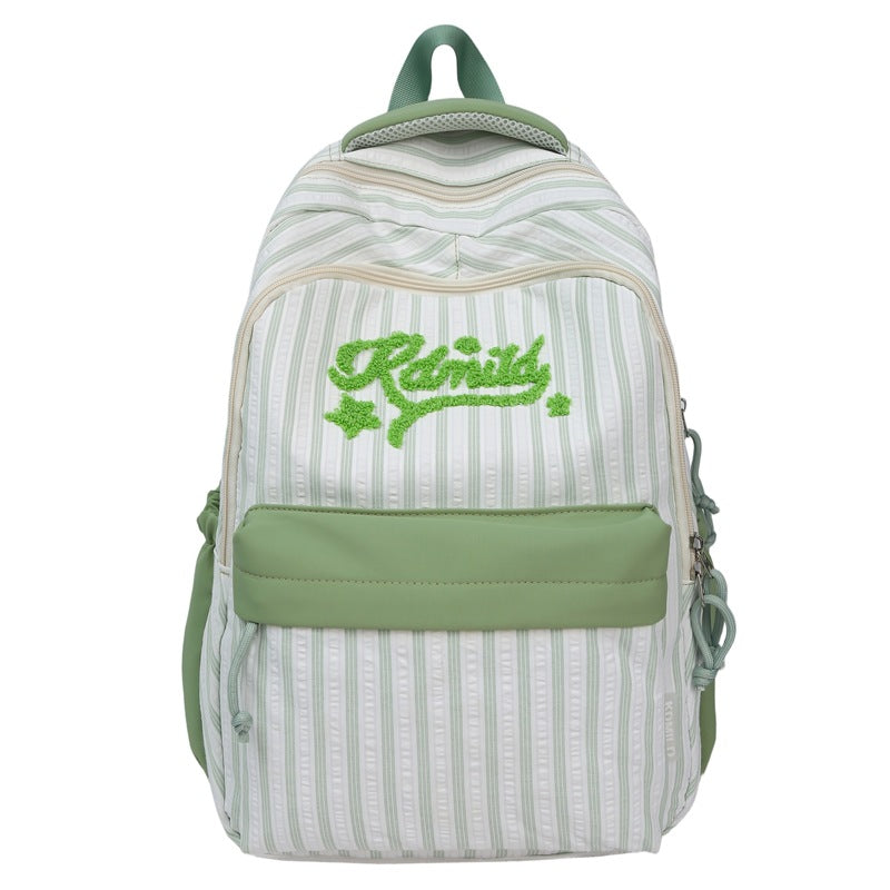 Khaki unisex everyday backpack, featuring multiple compartments for organized work & travel essentials.