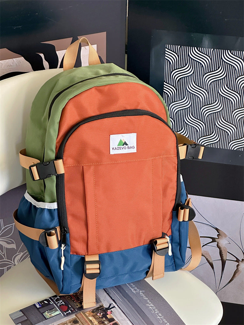 Durable student travel backpack in classic design, featuring strong zippers & spacious interior for books & laptop.