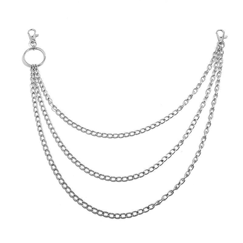 Gothic multi-layered metal chain. Doubles as a wallet/key chain or bag charm. Unisex urban street style accessory.