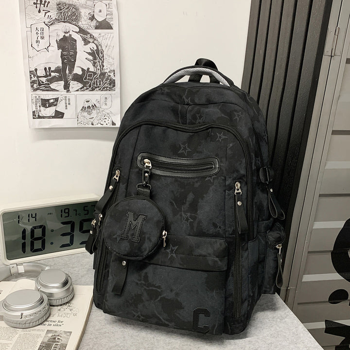 Unisex multi-pocket daily carry backpack in black, durable for school, travel & work. Versatile design.