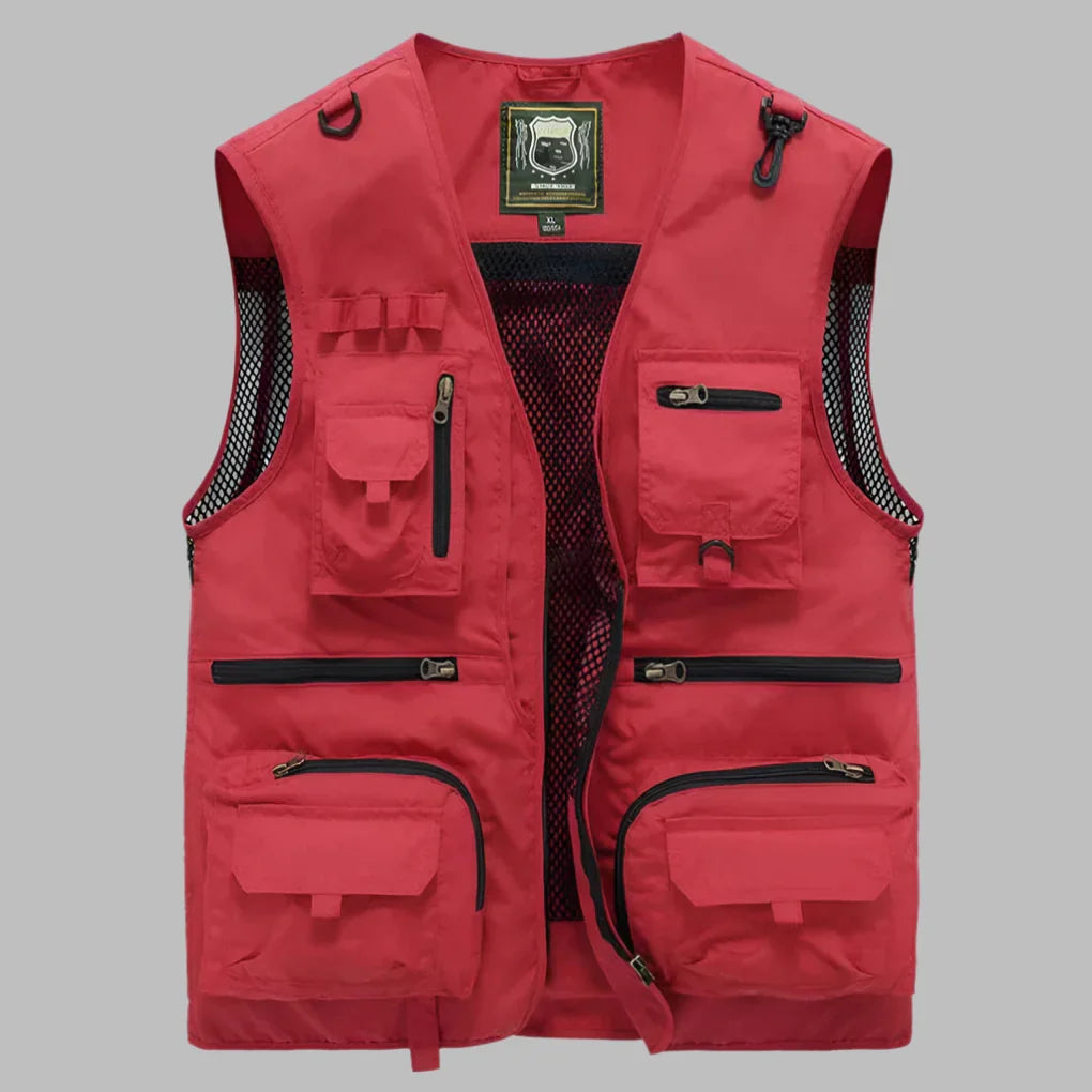 Unisex multi-pocket summer vest, lightweight & breathable, ideal for travel, photography, outdoor activities.