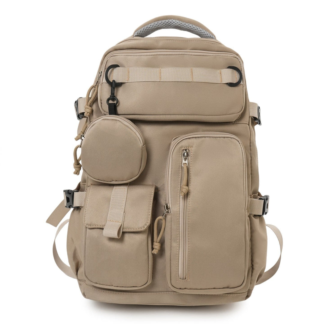 Spacious everyday carry utility backpack with multiple pockets, suitable as a durable school, travel or laptop bag.