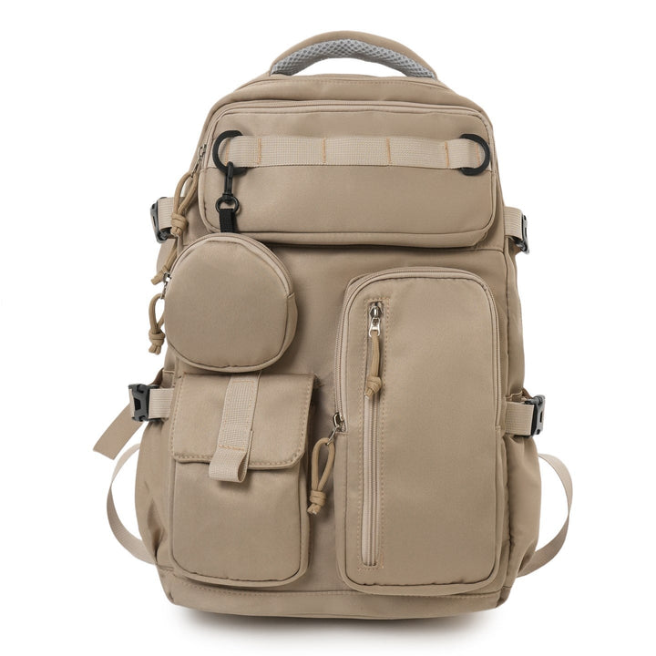 Spacious everyday carry utility backpack with multiple pockets, suitable as a durable school, travel or laptop bag.