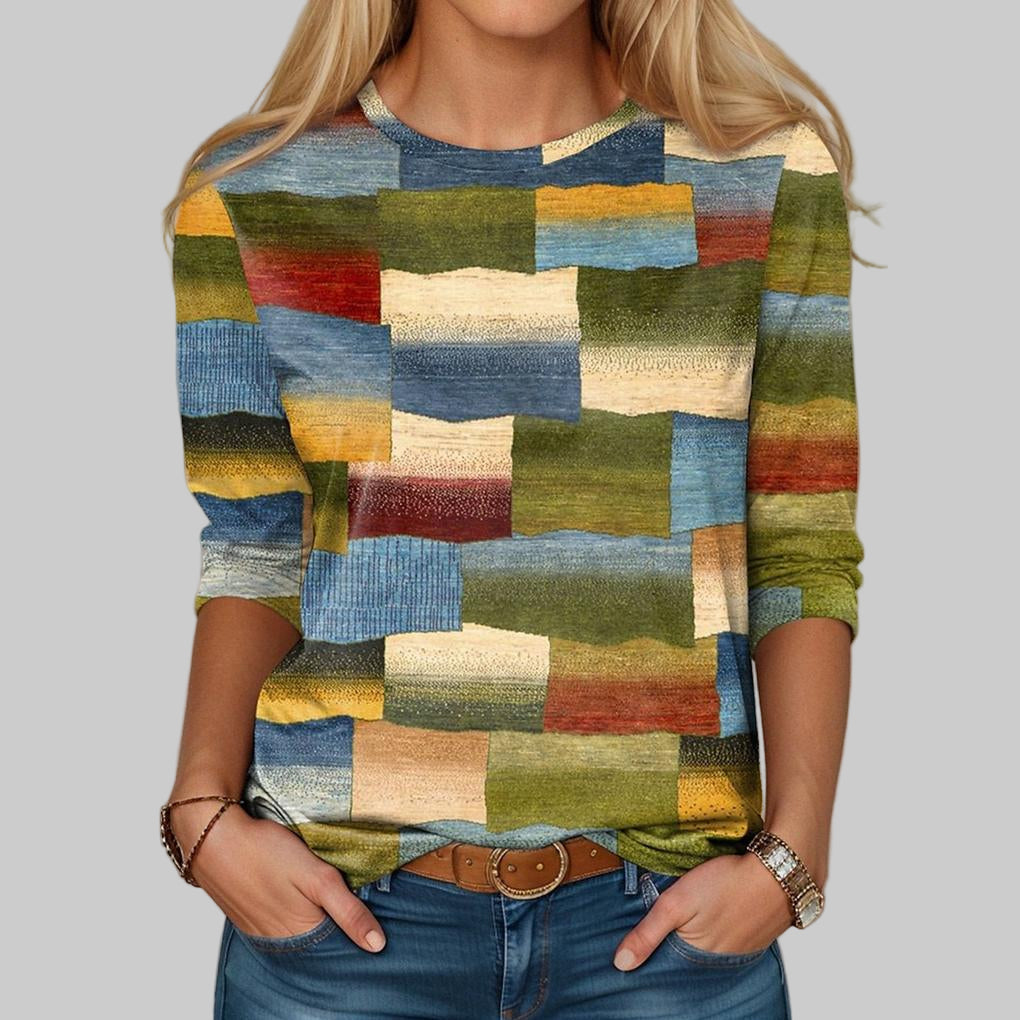 Unisex multicolor colorblock crew-neck tee, loose-fit cotton-blend t-shirt perfect for casual summer wear.