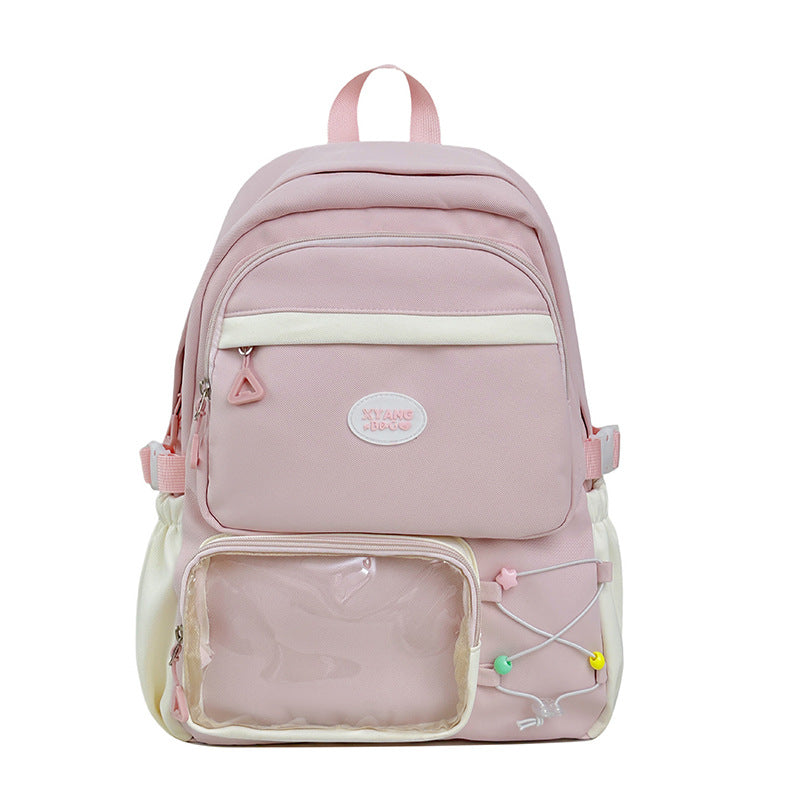 Unisex multifunctional school backpack in black, front view, perfect for students & daily carry with multiple pockets.