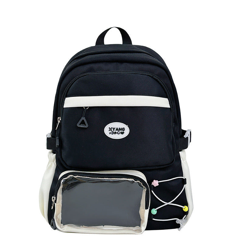 Versatile black student backpack, ideal for school, travel, or daily commute, featuring spacious and secure compartments.