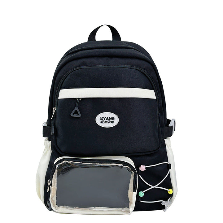 Versatile black student backpack, ideal for school, travel, or daily commute, featuring spacious and secure compartments.