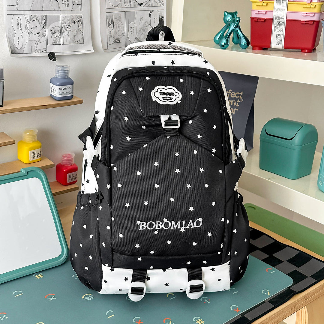 Stylish unisex star pattern backpack, perfect as a school bag, travel bag, or laptop bag for students.