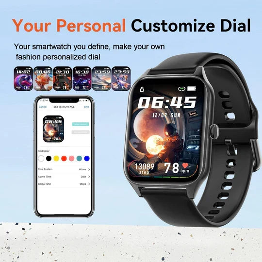 Digital waterproof smartwatch for accurate non-invasive blood glucose and overall health tracking.