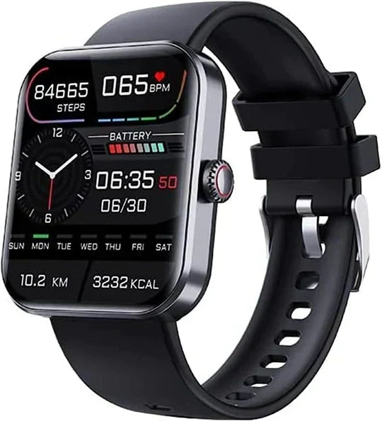 Advanced fitness tracker smartwatch: Activity, heart rate, & non-invasive glucose monitoring on wrist.