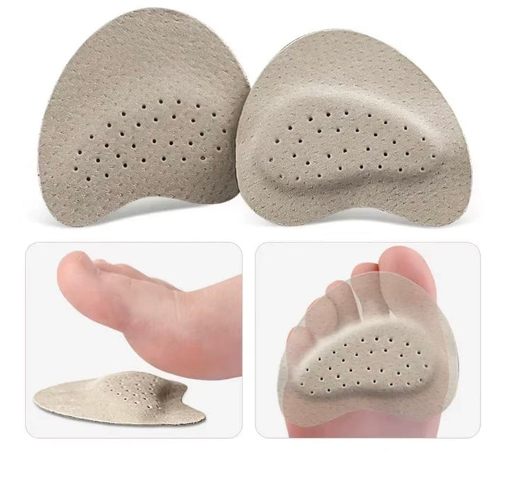 Soft, clear silicone forefoot pads offer non-slip cushioning and pressure relief for sandals and heels.