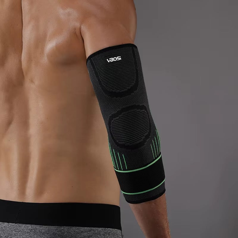Compression elbow brace for injury recovery, joint support & muscle stabilization.