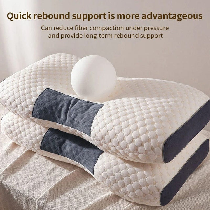 Plush memory foam cervical pillow, ergonomic design for neck pain relief and spinal alignment for side & back sleepers.