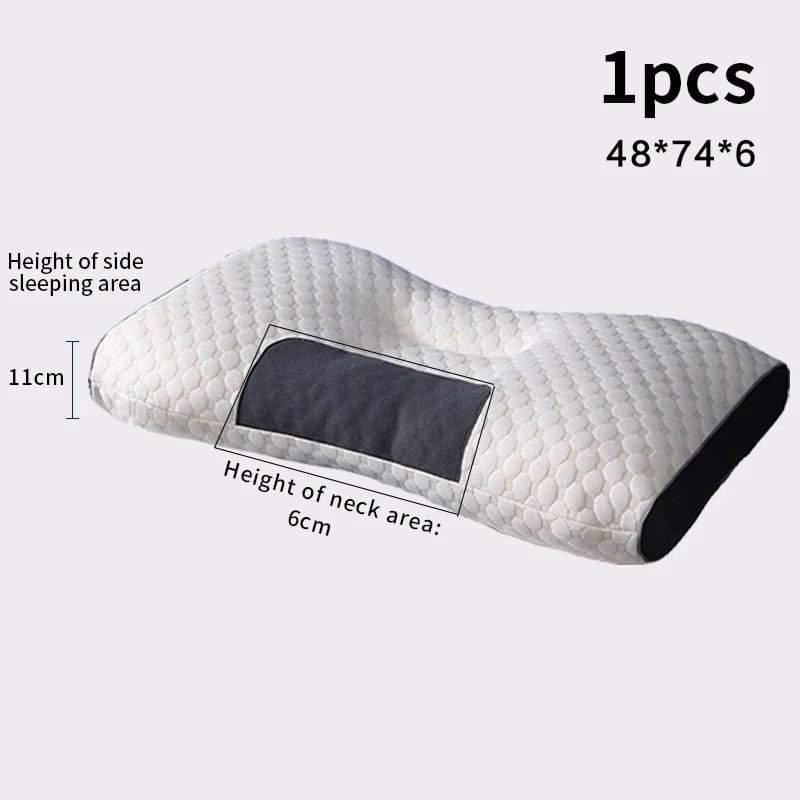 Ergonomic memory foam pillow for neck pain relief. Supports cervical spine, ideal for orthopedic posture correction.