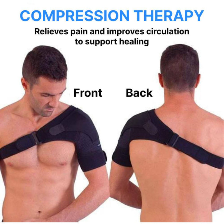 Adjustable unisex shoulder brace offers orthopedic support for athletic activities & injury recovery.
