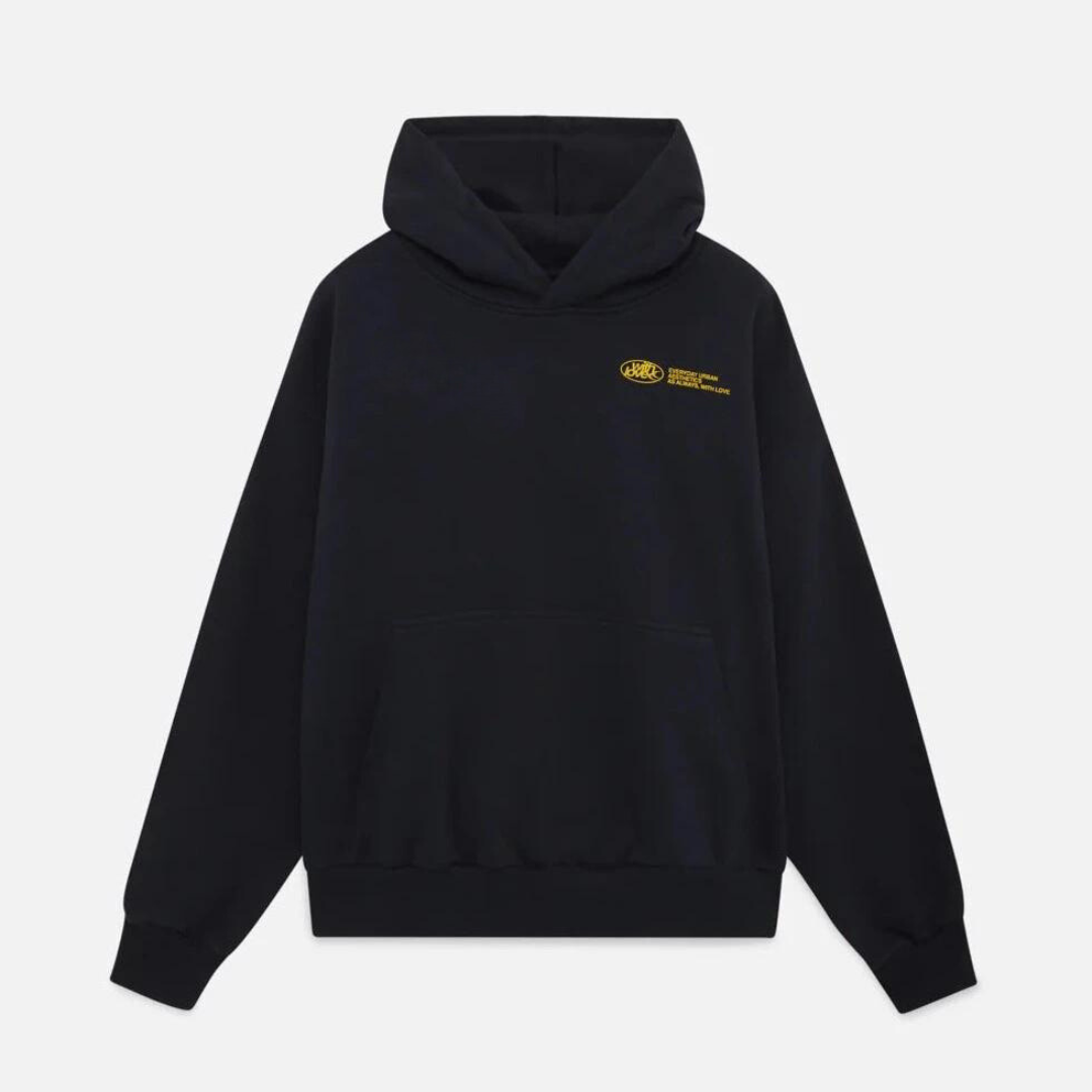 Cozy gender-neutral pullover hoodie featuring a unique "withlove" graphic design on the back.