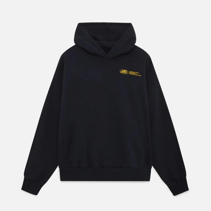 Cozy gender-neutral pullover hoodie featuring a unique "withlove" graphic design on the back.