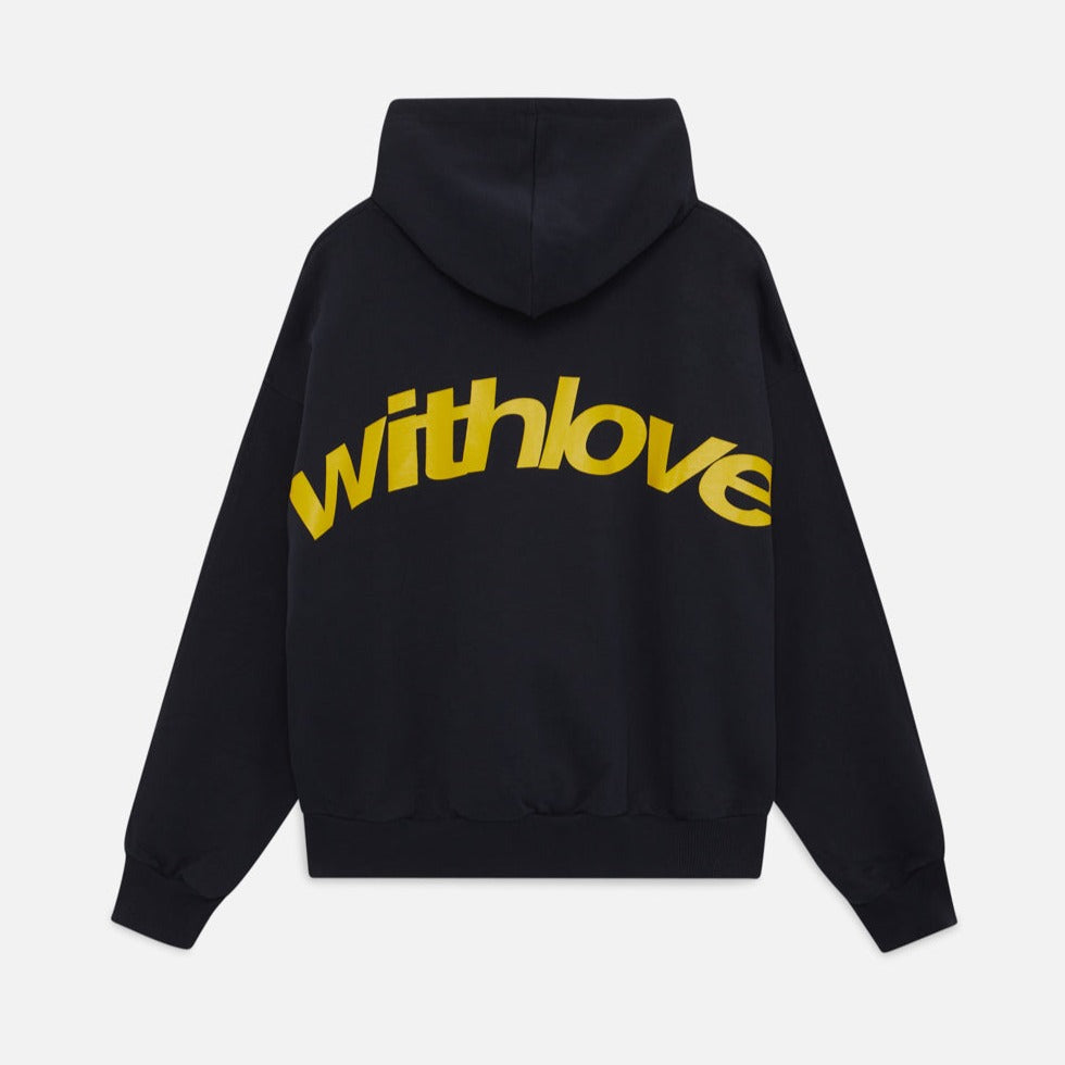 Relaxed fit oversized hoodie for women, men, or anyone, showcasing a statement "withlove" back print.