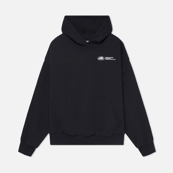 Unisex "withlove" back print hoodie; oversized, cozy, and perfect for streetwear or everyday casual wear.