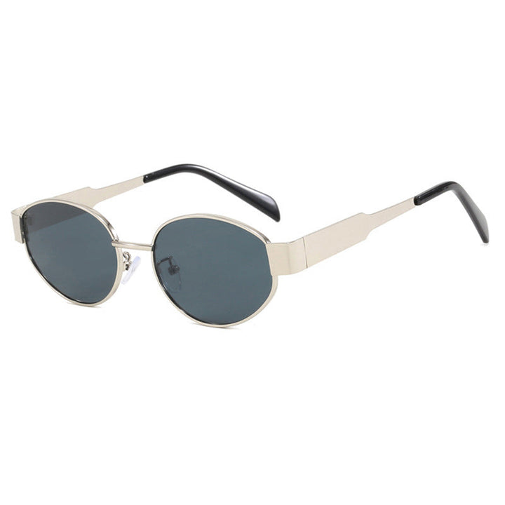 Chic oversized metal frame unisex sunglasses. Trendy modern design for stylish UV protection eyewear.