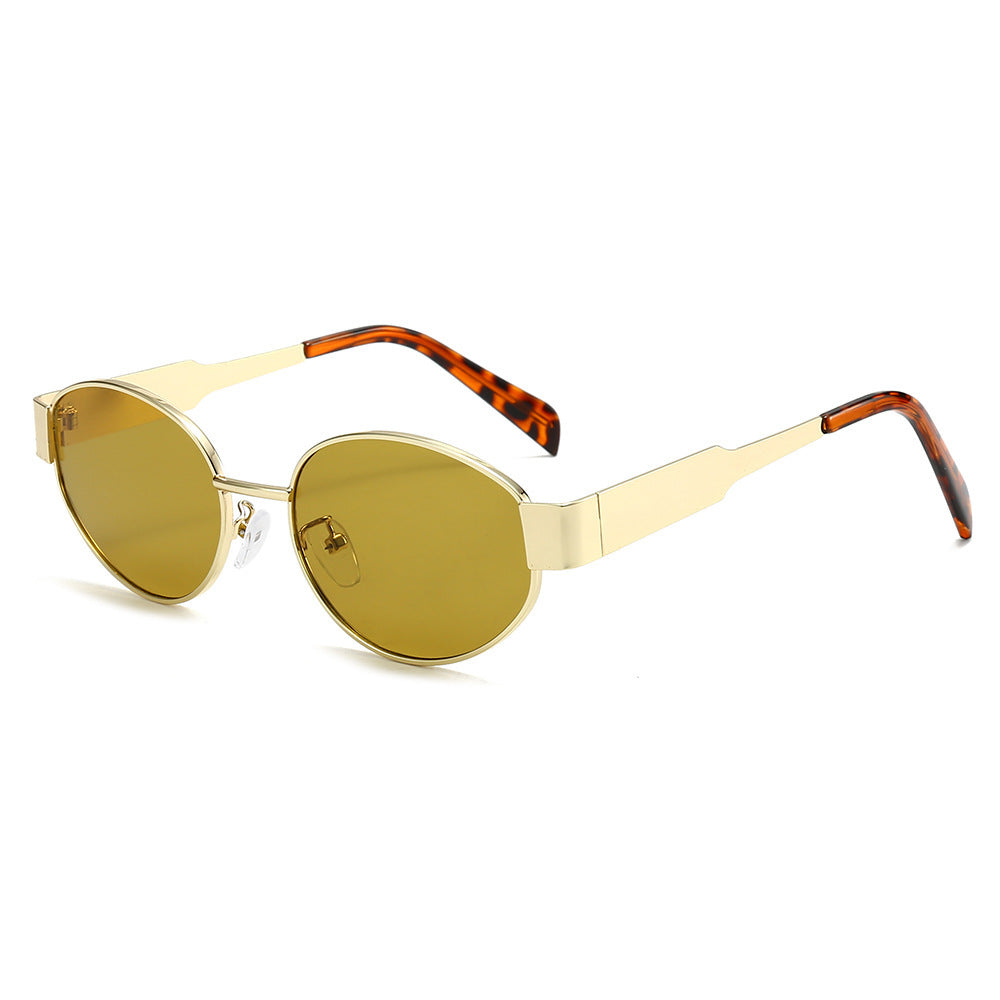 Oversized metal frame sunglasses providing essential UV protection. Stylish eye protection for sunny days.