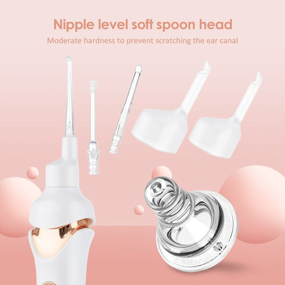 Rechargeable earwax removal vacuum with LED light, quiet suction for effective, gentle ear cleaning.