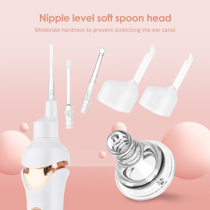 Rechargeable earwax removal vacuum with LED light, quiet suction for effective, gentle ear cleaning.