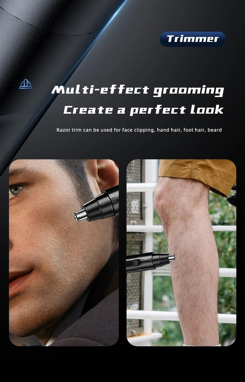 Compact unisex electric nose & ear hair trimmer, ensuring painless and precise personal care.