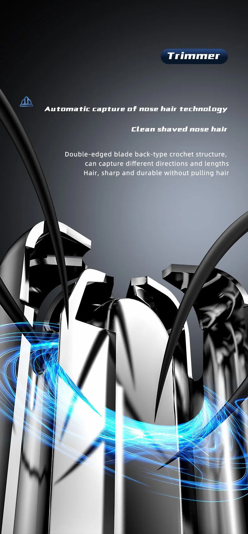 Precise grooming with unisex electric nose and ear hair trimmer for painless and effective hair removal.