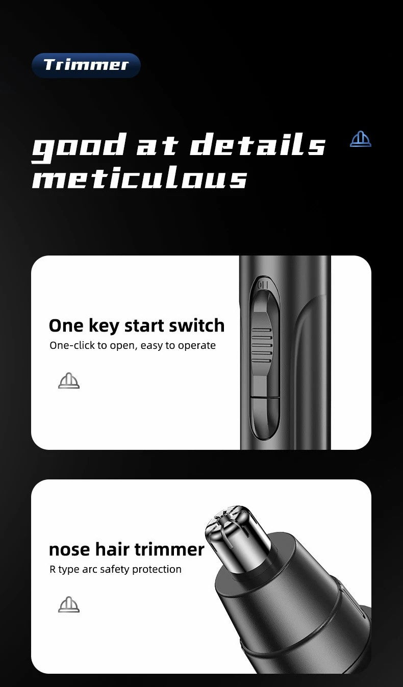 Advanced electric nose & ear hair trimmer. Unisex design for precise, comfortable, and painless grooming.