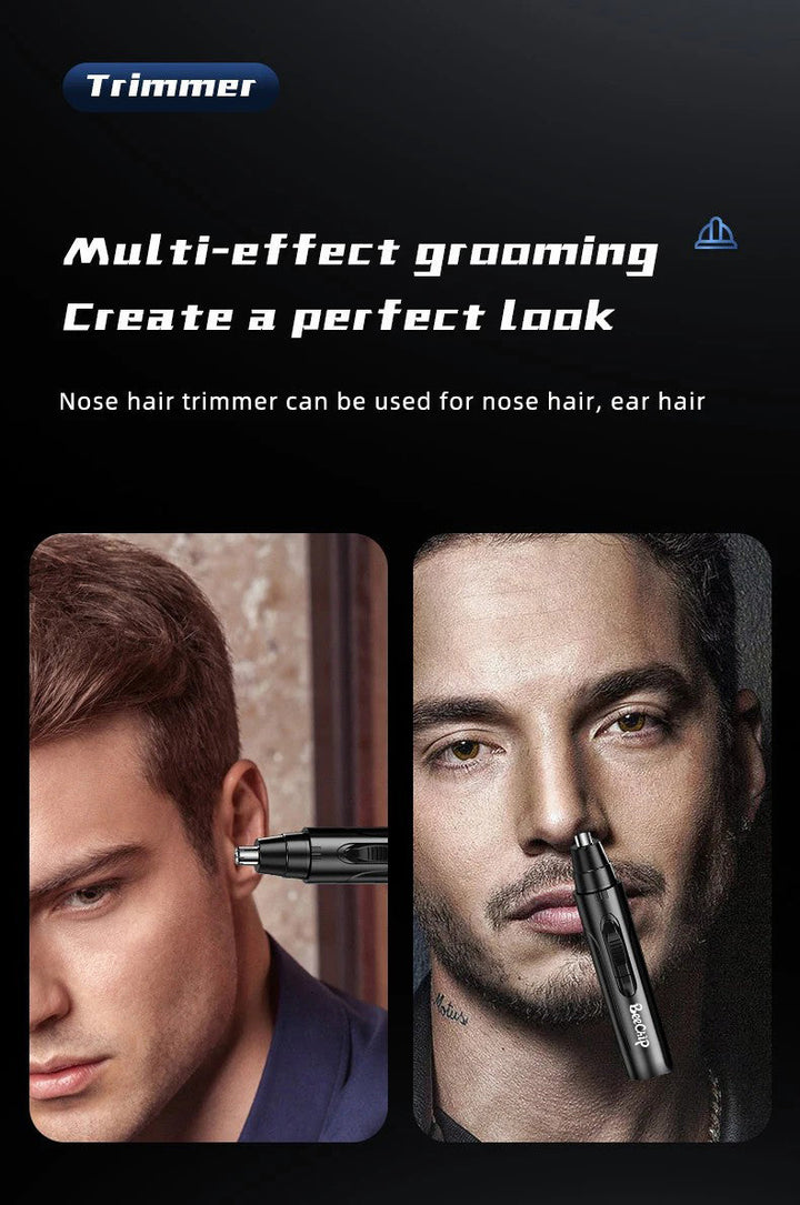 Painless unisex electric nose & ear hair trimmer for quick, precise, and hygienic hair removal.