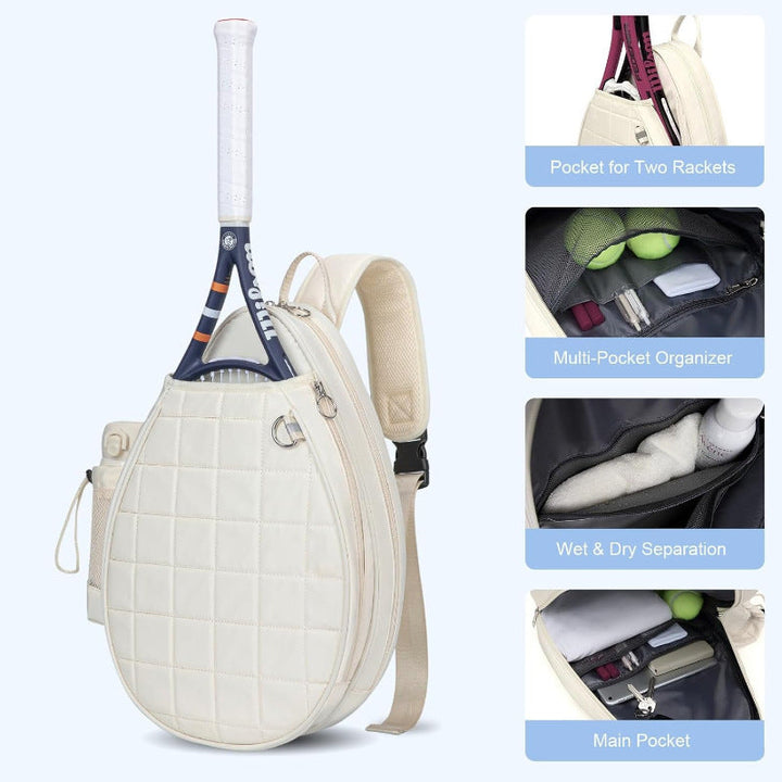 Athletic pink & black court bag for tennis players. Unisex design with ample storage for gear.