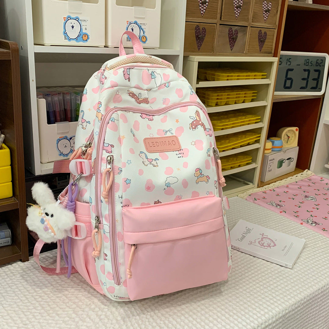 Unisex playful animal graphic backpack for school & travel. Vibrant, durable design with fun cartoon animals.