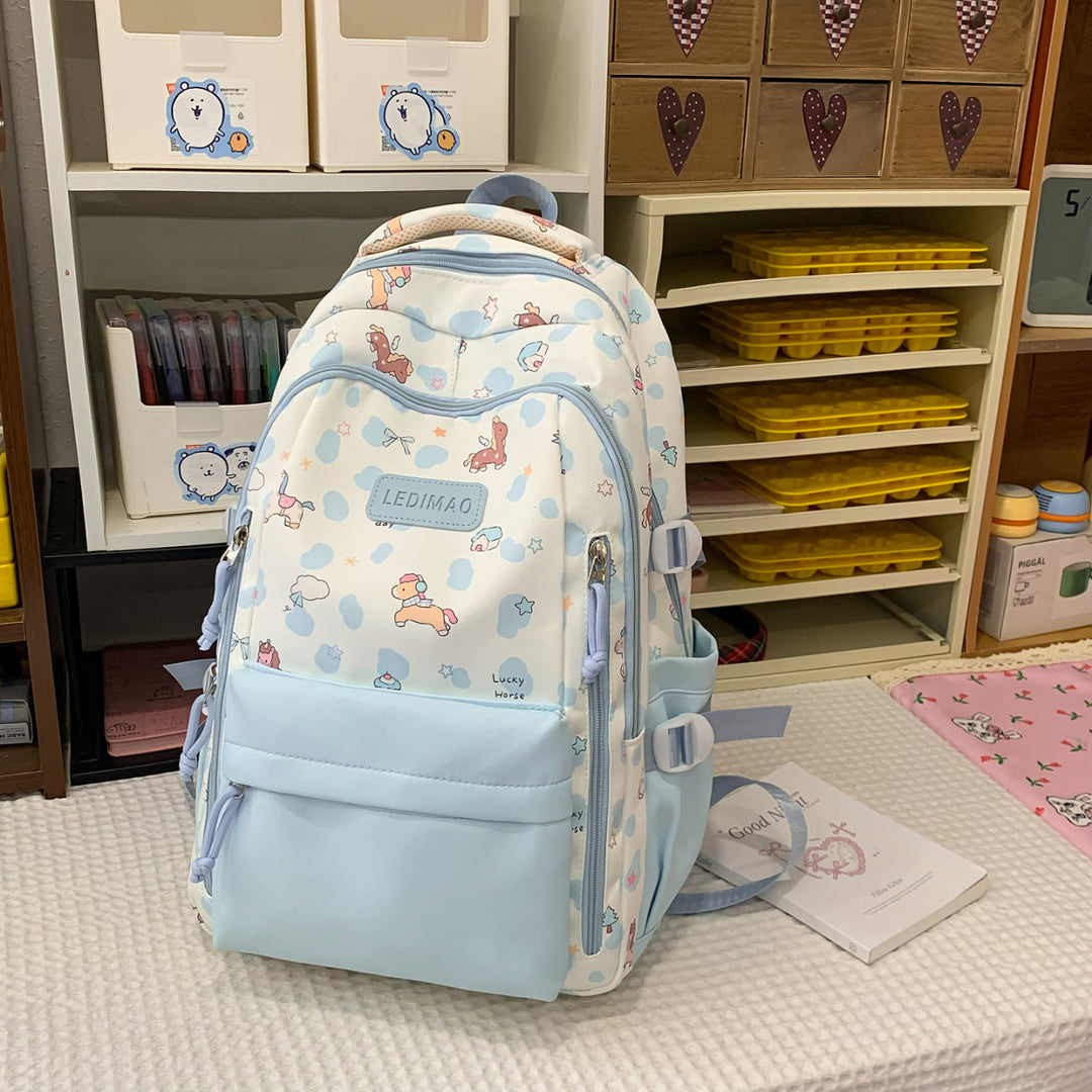 Vibrant lion graphic backpack for school & travel. Durable, playful unisex accessory for kids and students.