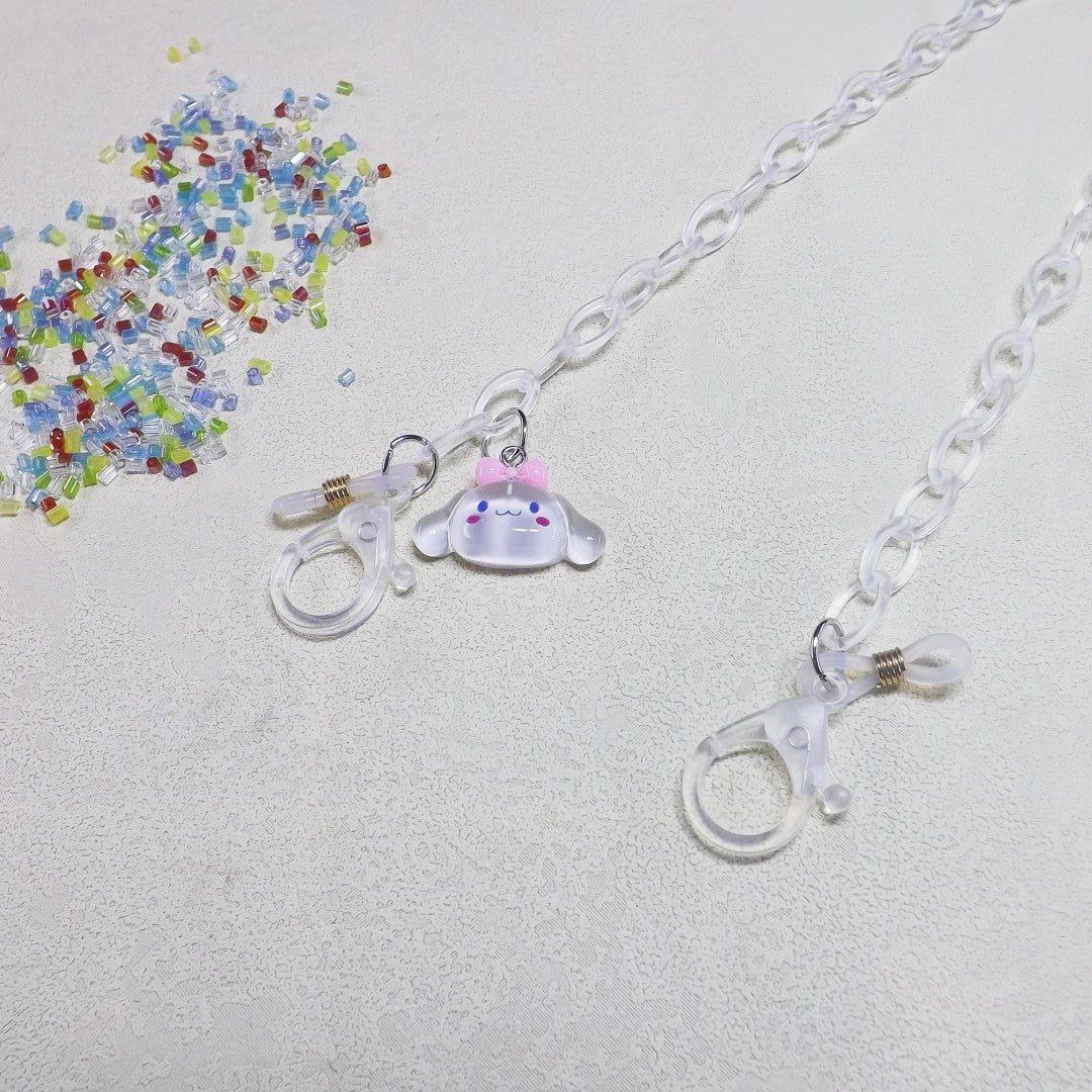 Functional unisex glasses holder chain with a cute dog pendant, ideal for everyday wear.