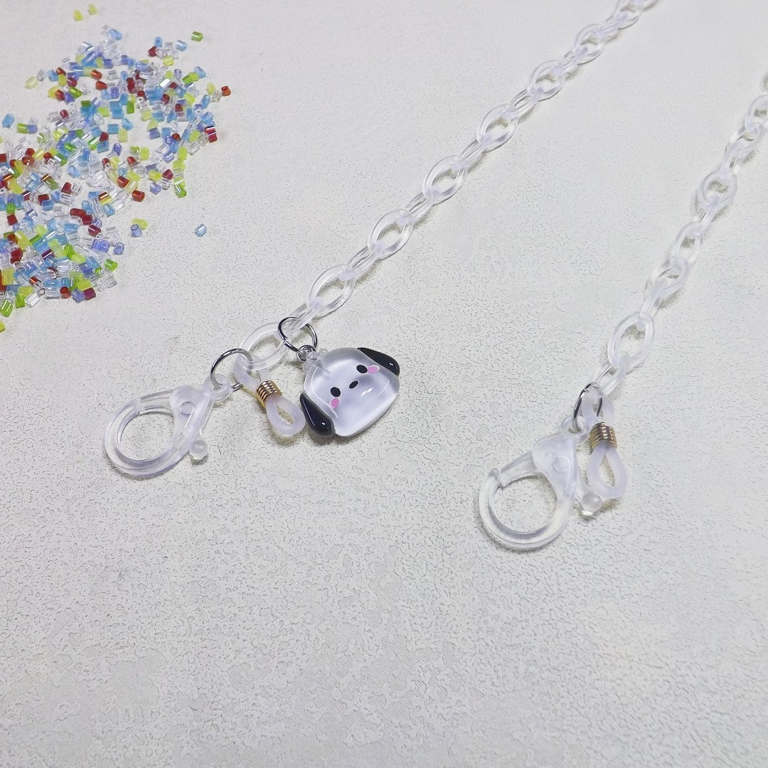 Adorable dog pendant glasses chain, a clear and playful accessory for securing your eyewear.