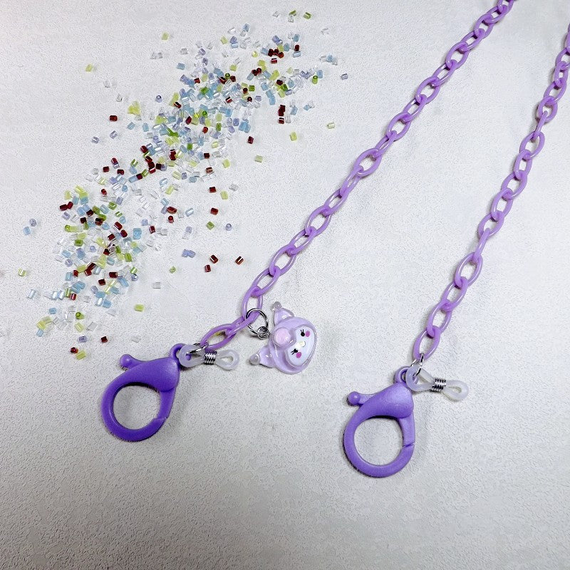 Transparent unisex eyeglass holder chain with playful dog charm; perfect eyewear retainer gift.