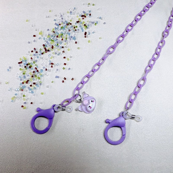 Transparent unisex eyeglass holder chain with playful dog charm; perfect eyewear retainer gift.